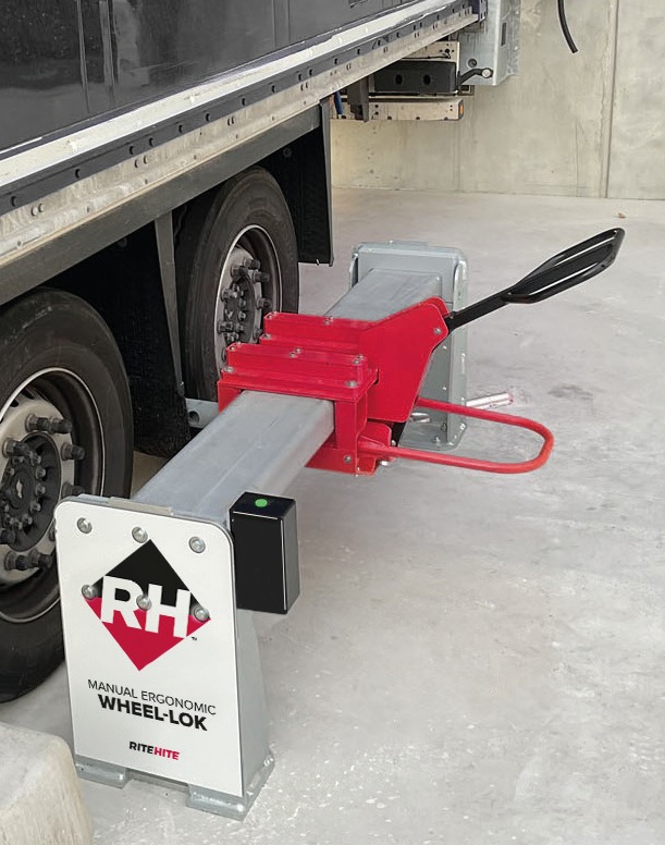 MEWL manual ergonomic wheel lock securing trailer wheel